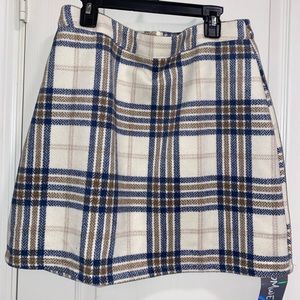 NWT Flannel Wool Zip Mini Skirt
